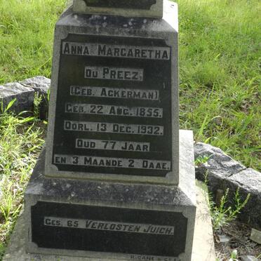 PREEZ Anna Margaretha, du nee ACKERMAN 1855-1932