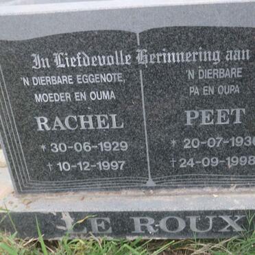 ROUX Peet, le 1936-1998 &amp; Rachel 1929-1997