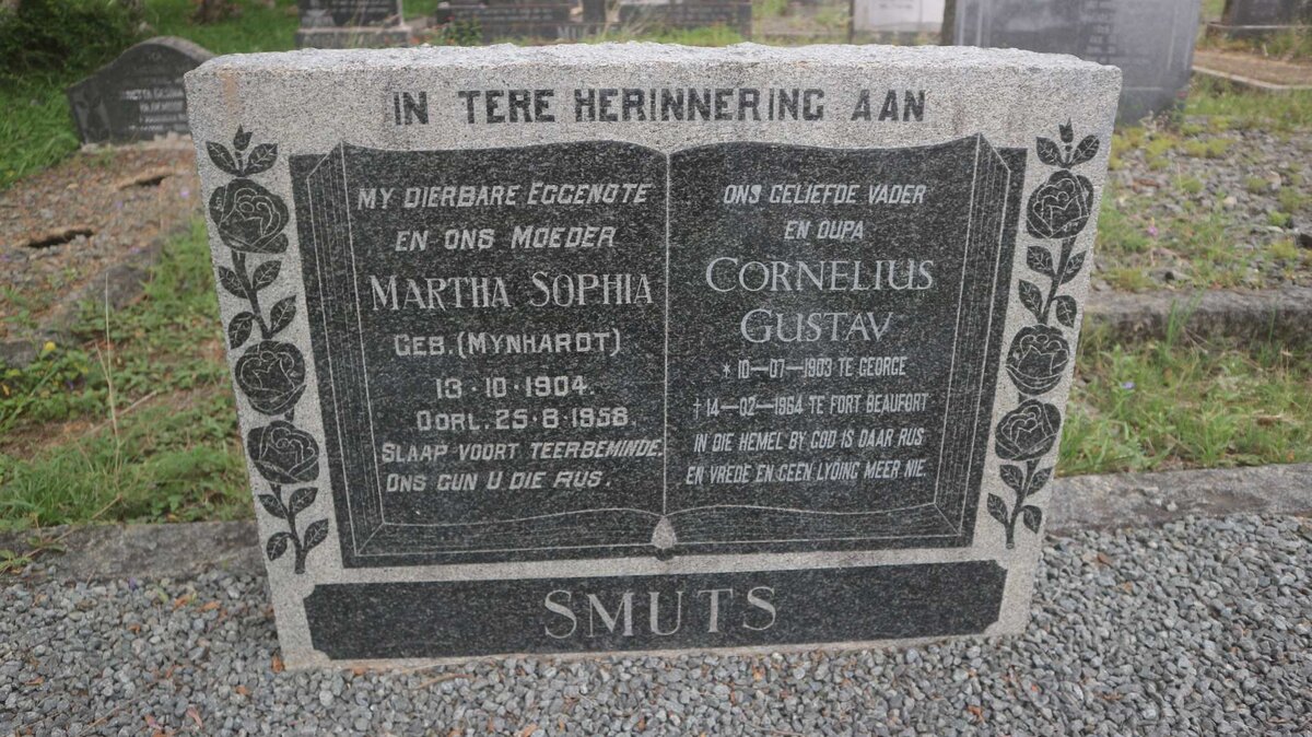 SMUTS Cornelius Gustav 1903-1964 &amp; Martha Sophia MYNHARDT 1904-1958