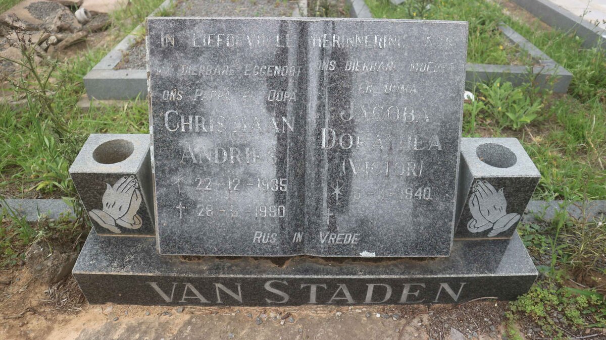 STADEN Christiaan Andries, van 1935-1990 &amp; Jacoba Dorathea VICTOR 1940-