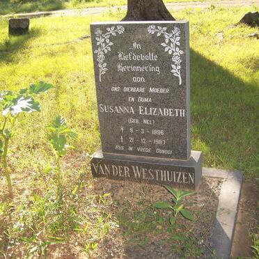 WESTHUIZEN Susanna Elizabeth, van der nee NEL 1896-1987