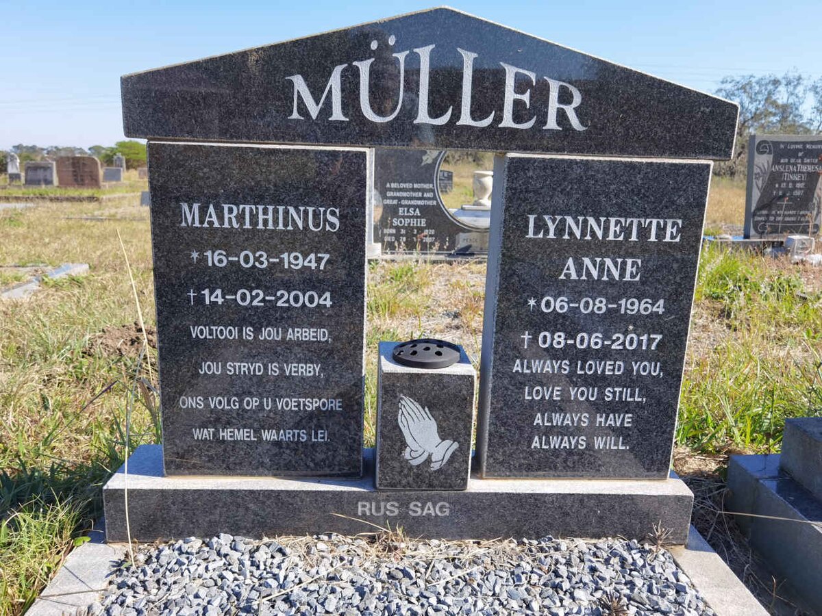 MULLER Marthinus 1947-2004 &amp; Lynnette Anne 1964-2017