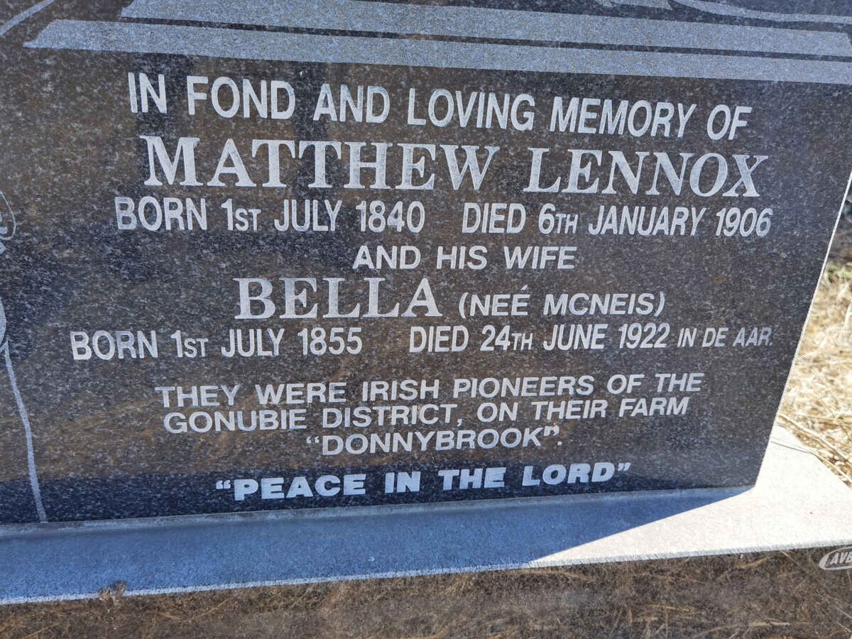 LENNOX Matthew 1840-1906 &amp; Bella MCNEIS 1855-1922