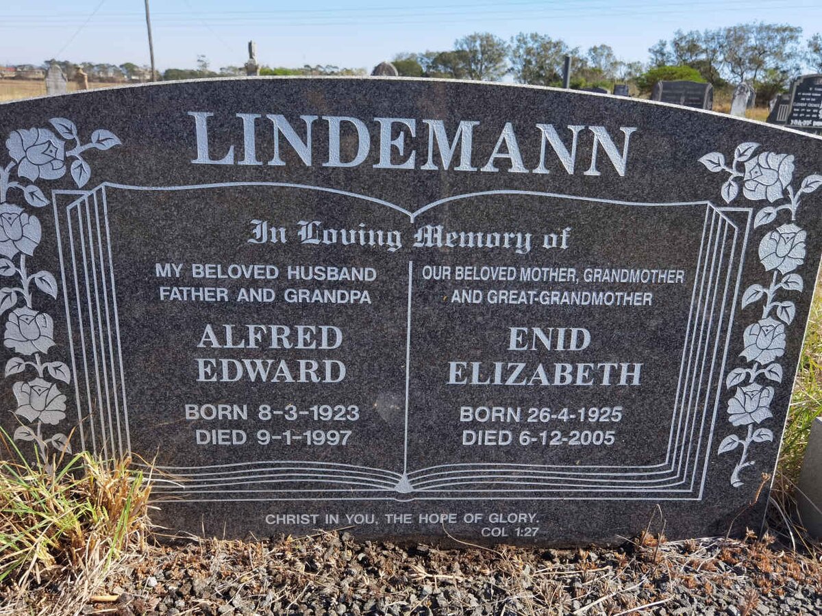 LINDEMANN Alfred Edward 1923-1997 &amp; Enid Elizabeth 1925-2005