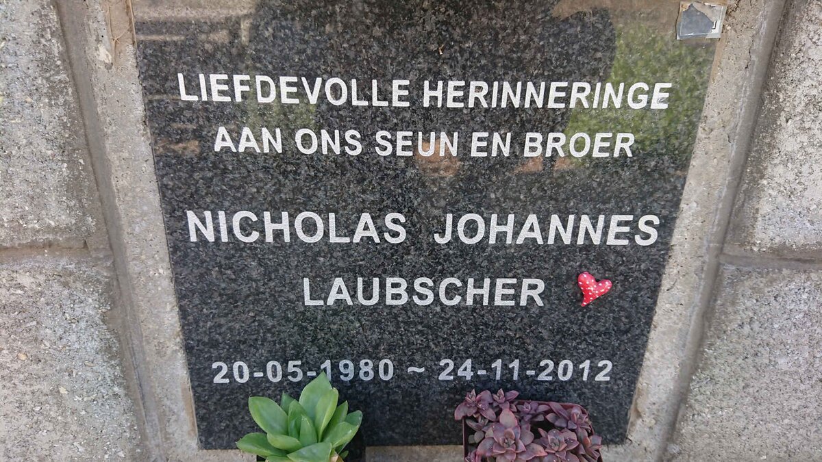 LAUBSCHER Nicholas Johannes 1980-2012