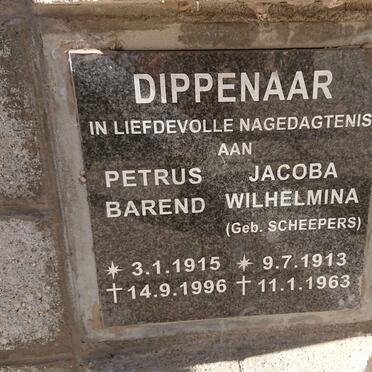 DIPPENAAR Petrus Barend 1915-1996 &amp; Jacoba Wilhelmina SCHEEPERS 1913-1963