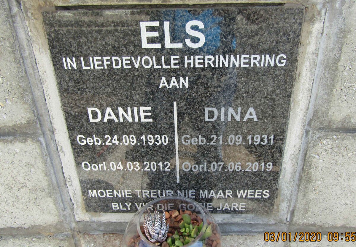 ELS Danie 1930-2012 &amp; Dina 1931-2019