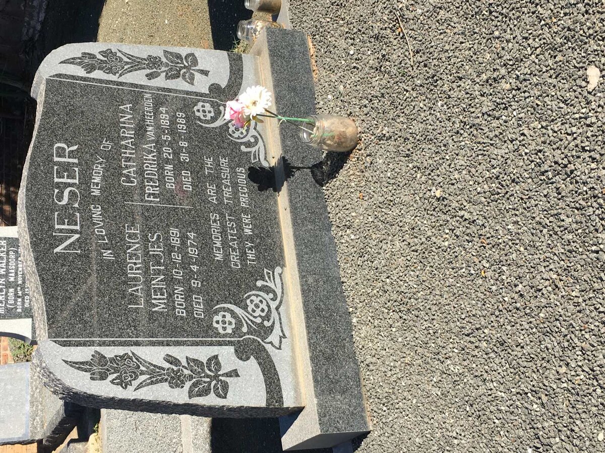 NESER Laurence Meintjes 1891-1974 &amp; Catharina Fredrika VAN HEERDEN 1894-1989