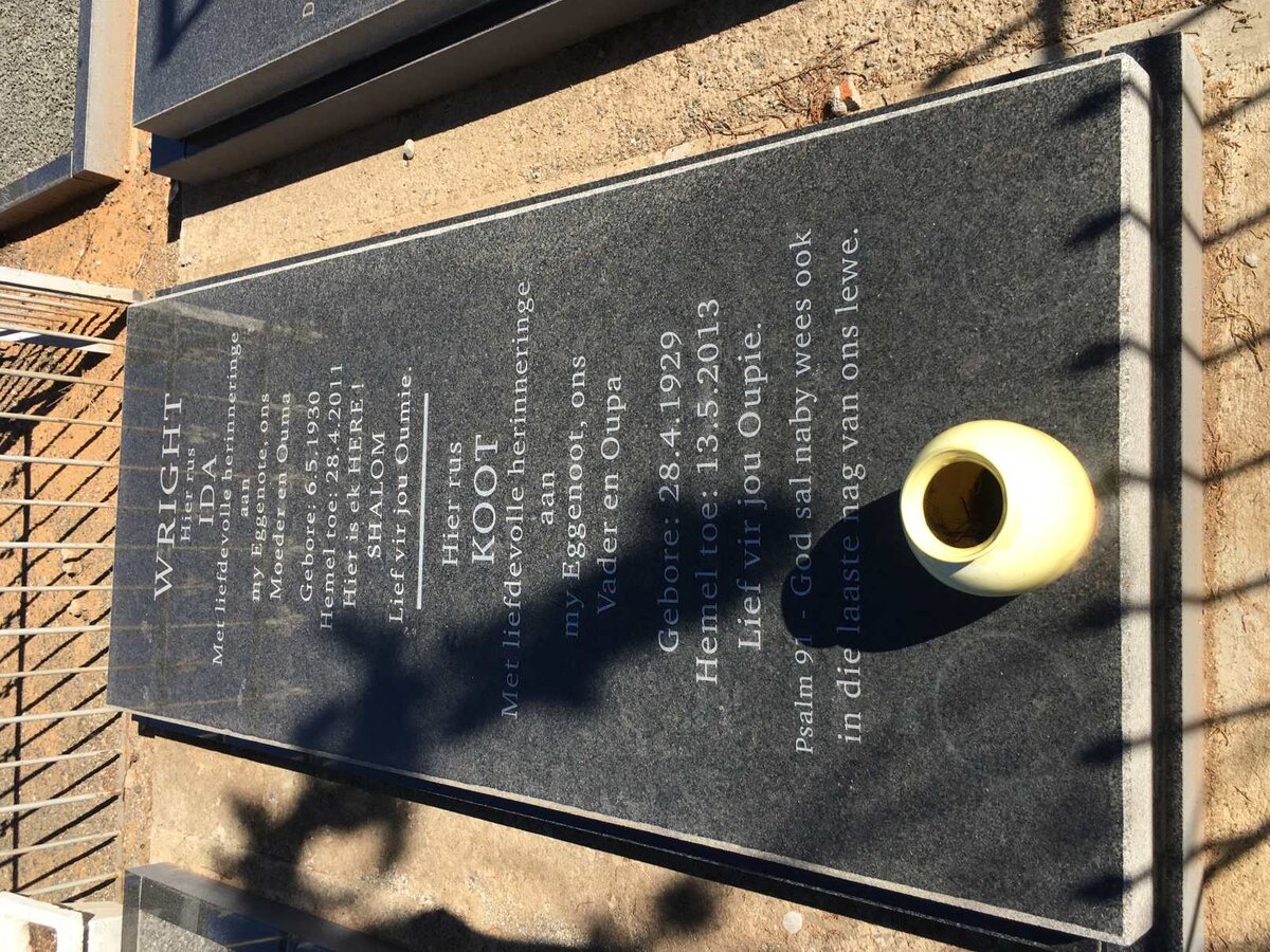 WRIGHT Koot 1929-2013 &amp; Ida 1930-2011