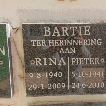 BARTIE Pieter 1941-2010 &amp; Rina 1940-2009