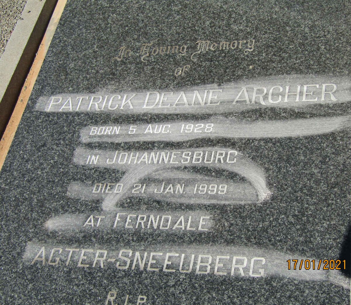 ARCHER Patrick Deane 1928-1999
