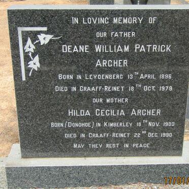 ARCHER Deane William Patrick 1896-1979 &amp; Hilda Cecilia DONOHOE 1903-1990