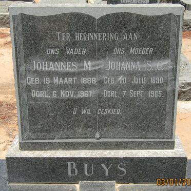 BUYS Johannes M. 1888-1967 &amp; Johanna S.C. 1890-1965