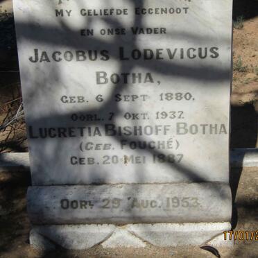 BOTHA Jacobus Lodevicus 1880-1937 &amp; Lucretia Bishoff FOUCHE 1887-1953