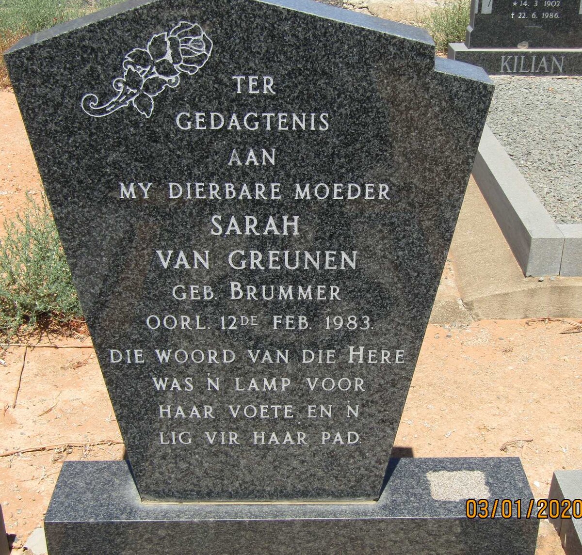 GREUNEN Sarah, van nee BRUMMER -1983