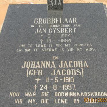 GROBBELAAR Jan Gysbert 1904-1994 &amp; Johanna Jacoba JACOBS 1910-1997