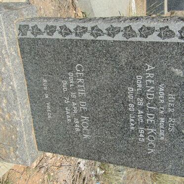 KOCK Arend J., de -1943 &amp; Gertie -1948