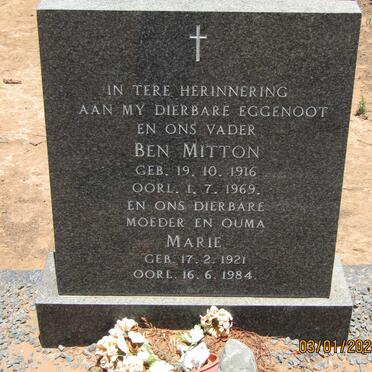 MITTON Ben 1916-1969 &amp; Marie 1921-1984