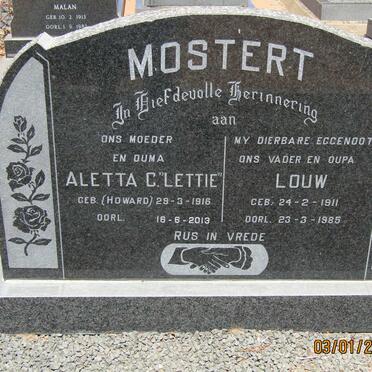 MOSTERT Louw 1911-1985 &amp; Aletta C. HOWARD 1916-2013