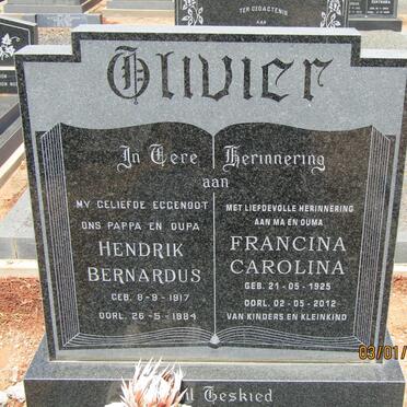 OLIVIER Hendrik Bernardus 1917-1984 &amp; Francina Carolina 1925-2012