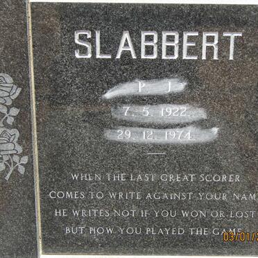 SLABBERT P.J. 1922-1974