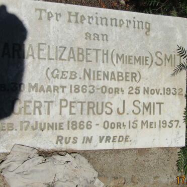 SMIT Gert Petrus J. 1866-1957 &amp; Maria Elizabeth NIENABER 1863-1932
