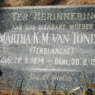 TONDER Martha K.M., van nee TERBLANCHE 1874-1948