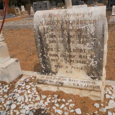 ALBERTYN Dirk C. 1857-1932 &amp; Magd. W. STEINHOBEL 1860-1930 :: JANSEN Garfield 1934-