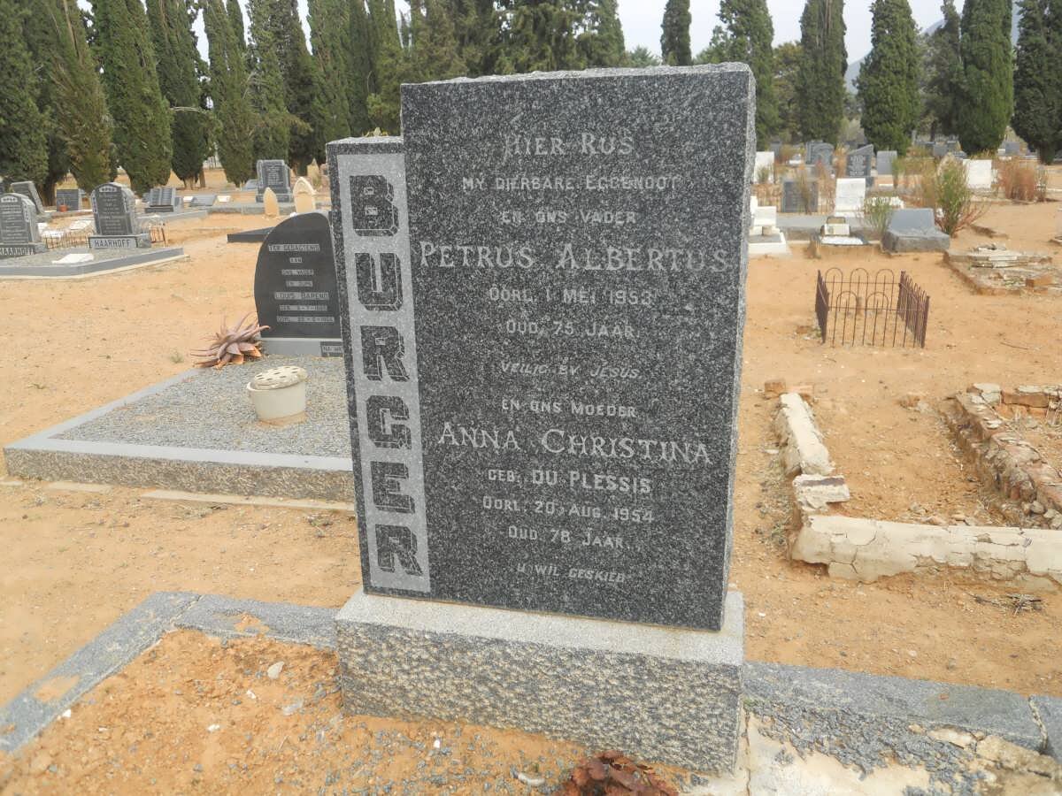 BURGER Petrus Albertus -1953 &amp; Anna Christina Du PLESSIS -1954