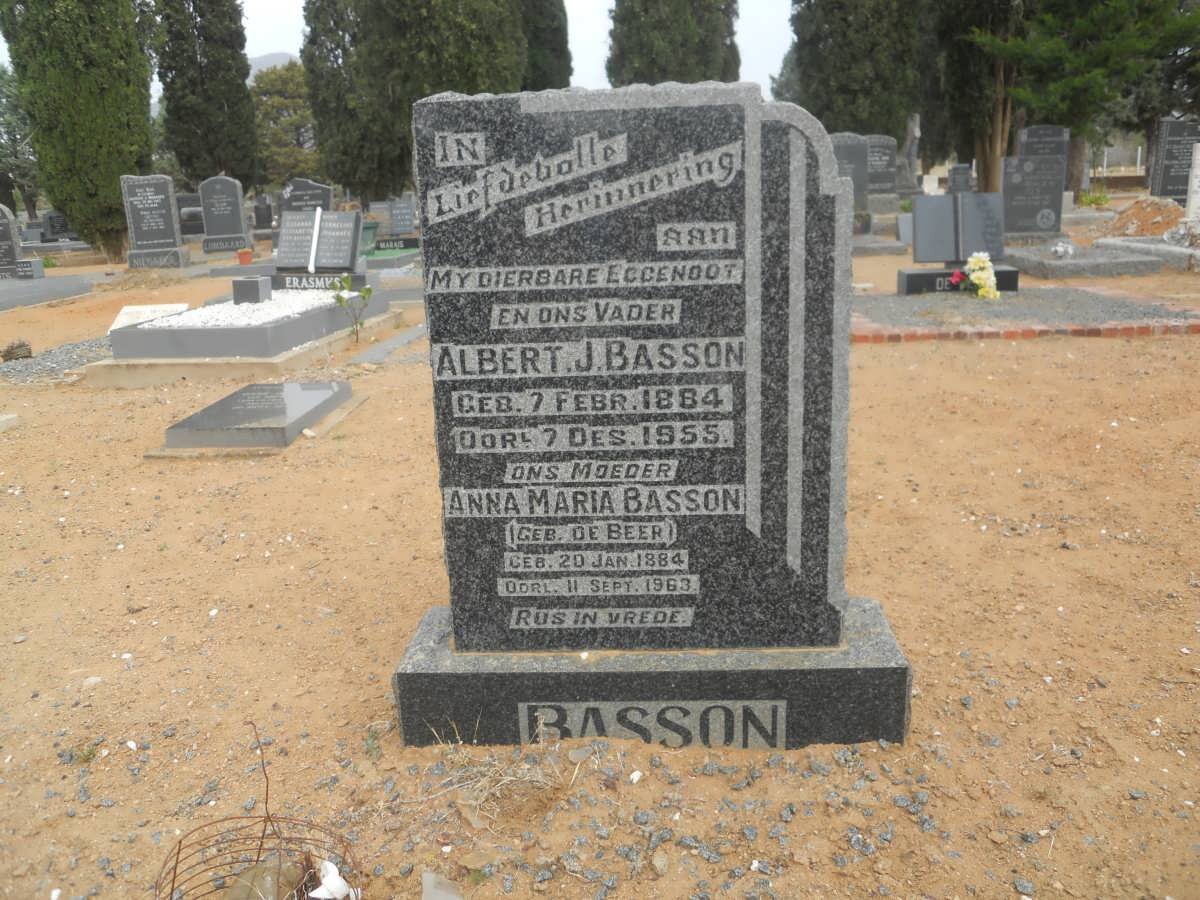 BASSON Albert J. 1884-1955 &amp; Anna Maria DE BEER 1884-1963