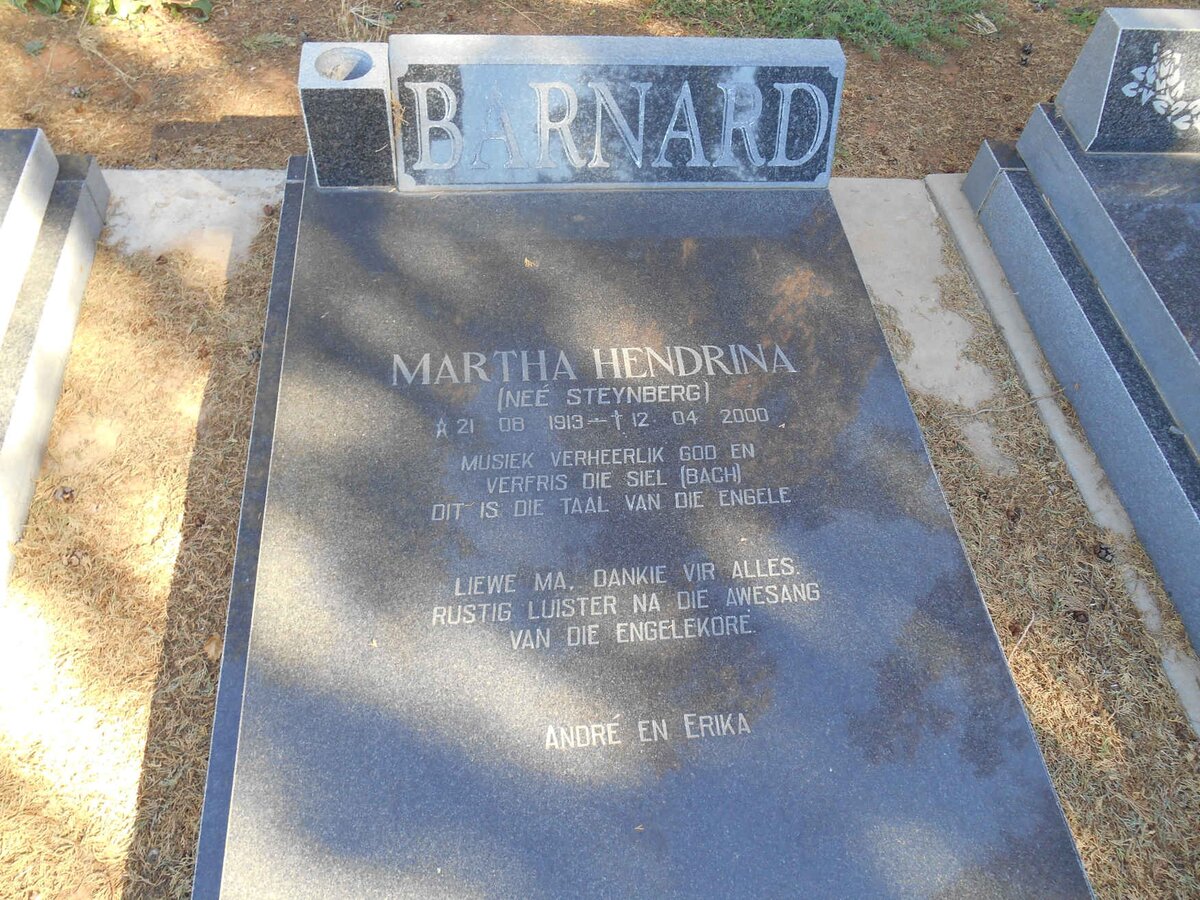 BARNARD Martha Hendrina nee STEYNBERG 1913-2000