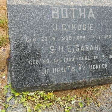 BOTHA J.C. 1895-1952 &amp; S.H.E. 1900-1985