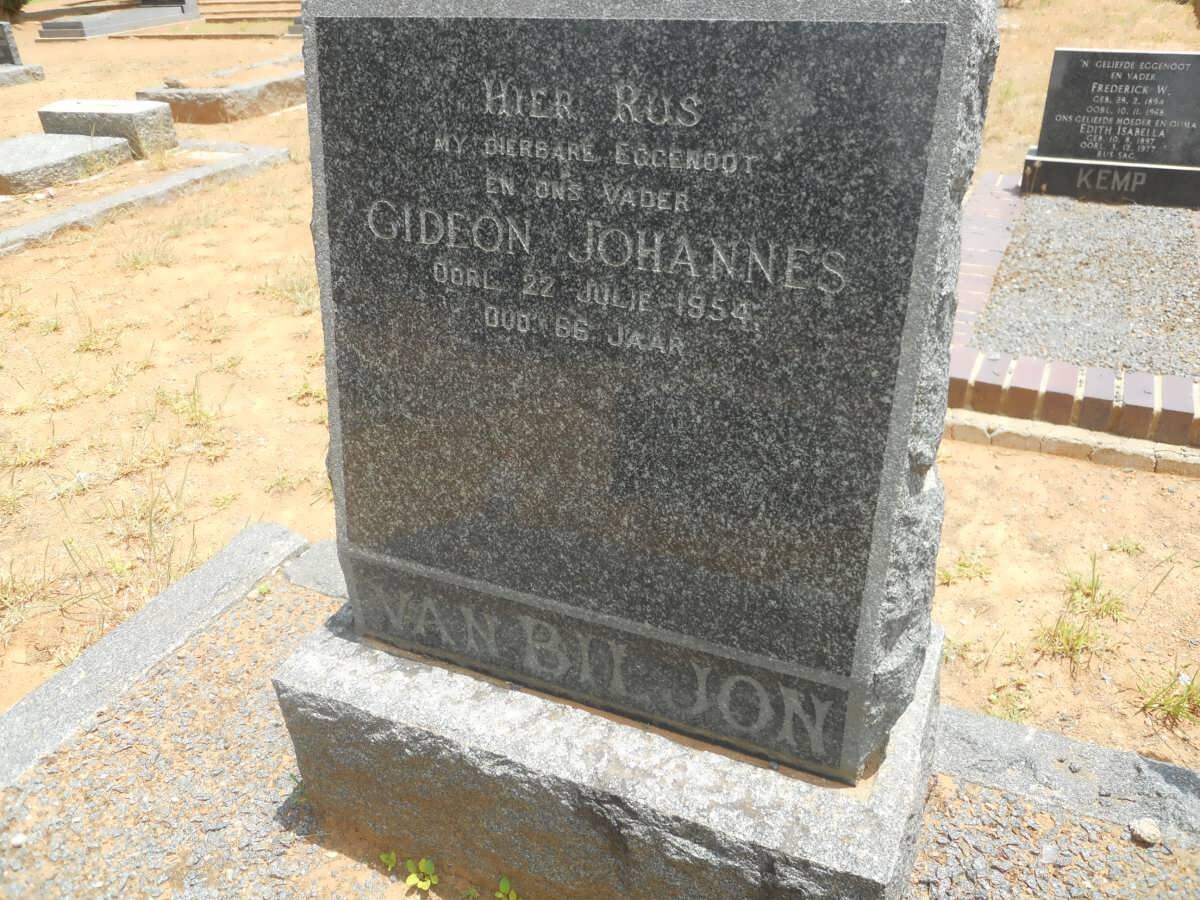 BILJON Gideon Johannes, van -1954