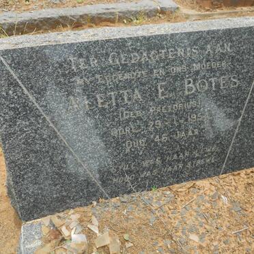 BOTES Aletta E. nee PRETORIUS -1954