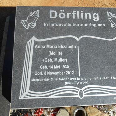 DÖRFLING  Anna Maria Elizabeth nee MULLER 1930-2012