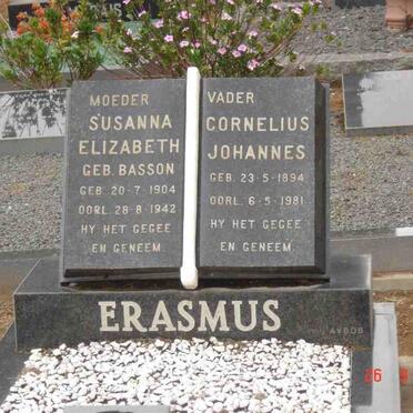 ERASMUS Cornelius Johannes 1894-1981 &amp; Susanna Elizabeth BASSON 1904-1942