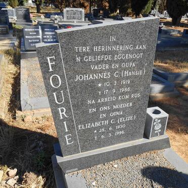 FOURIE Johannes C. 1919-1986 &amp; Elizabeth C. 1930-1996