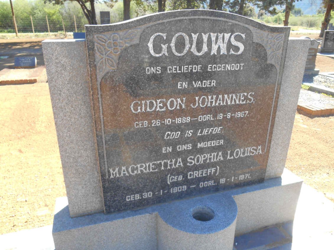 GOUWS Gideon Johannes 1888-1967 &amp; Magrietha Sophia Louisa GREEFF 1909-1971