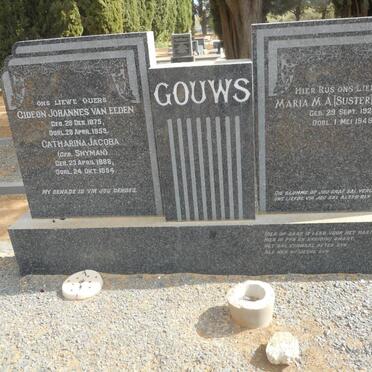 GOUWS Gideon Johannes van Eeden 1875-1959 &amp; Catharina Jacoba SNYMAN 1888-1954 :: GOUWS Maria M.A. 1922-1948