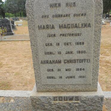 GOUWS Abraham Christoffel 18?4-1951 &amp; Maria Magdalena PRETORIUS 18?8-1950