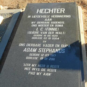 HECHTER Adam Stephanus 1917-2011 &amp; L.C. VAN DER WALT 1920-2004