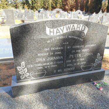 HAYWARD Peter John 1918-1978 &amp; Dina Johanna TERBLANCHE 1926-2005