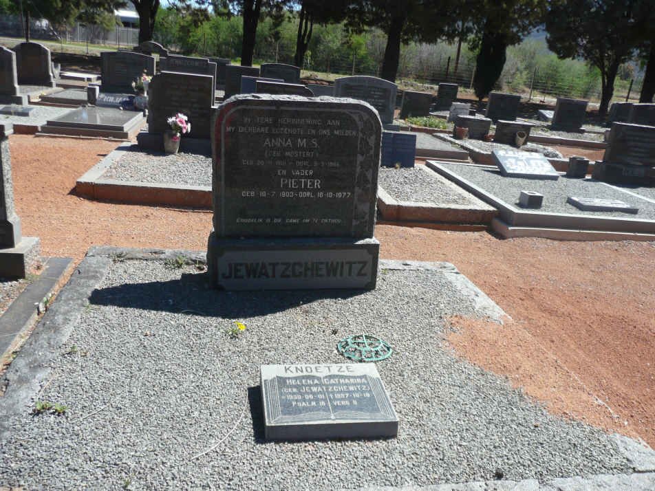 JEWATZCHEWITZ Pieter 1903-1977 &amp; Anna M.S. MOSTERT :: KNOETZE Helena Catharina nee JEWATZCHEWITZ 1930-1997
