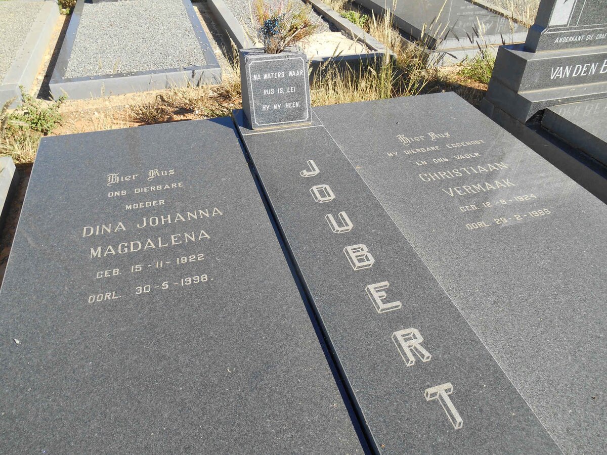 JOUBERT Christiaan Vermaak 1924-1988 &amp; Dina Johanna Magdalena 1922-1998