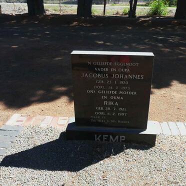 KEMP Jacobus Johannes 1920-1973 &amp; Rika 1921-1997