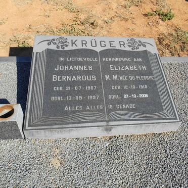 KRÜGER Johannes Bernardus 1907-1997 &amp; Elizabeth M.M DU PLESSIS 1918-2008