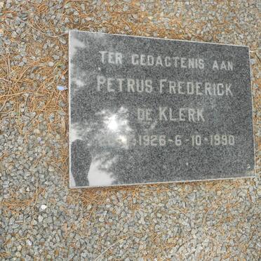 KLERK Petrus Frederick, de 1926-1990