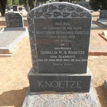 KNOETZE Marthinus Hermanus -1946 &amp; Cornelia M.S. SLABBERT 1876-1964