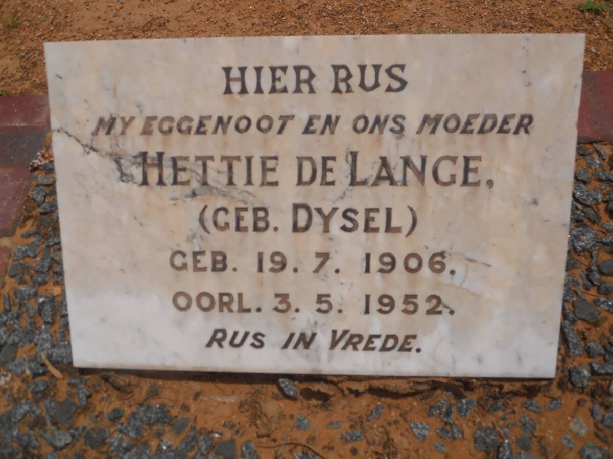 LANGE Hettie, de nee DYSEL 1906-1952