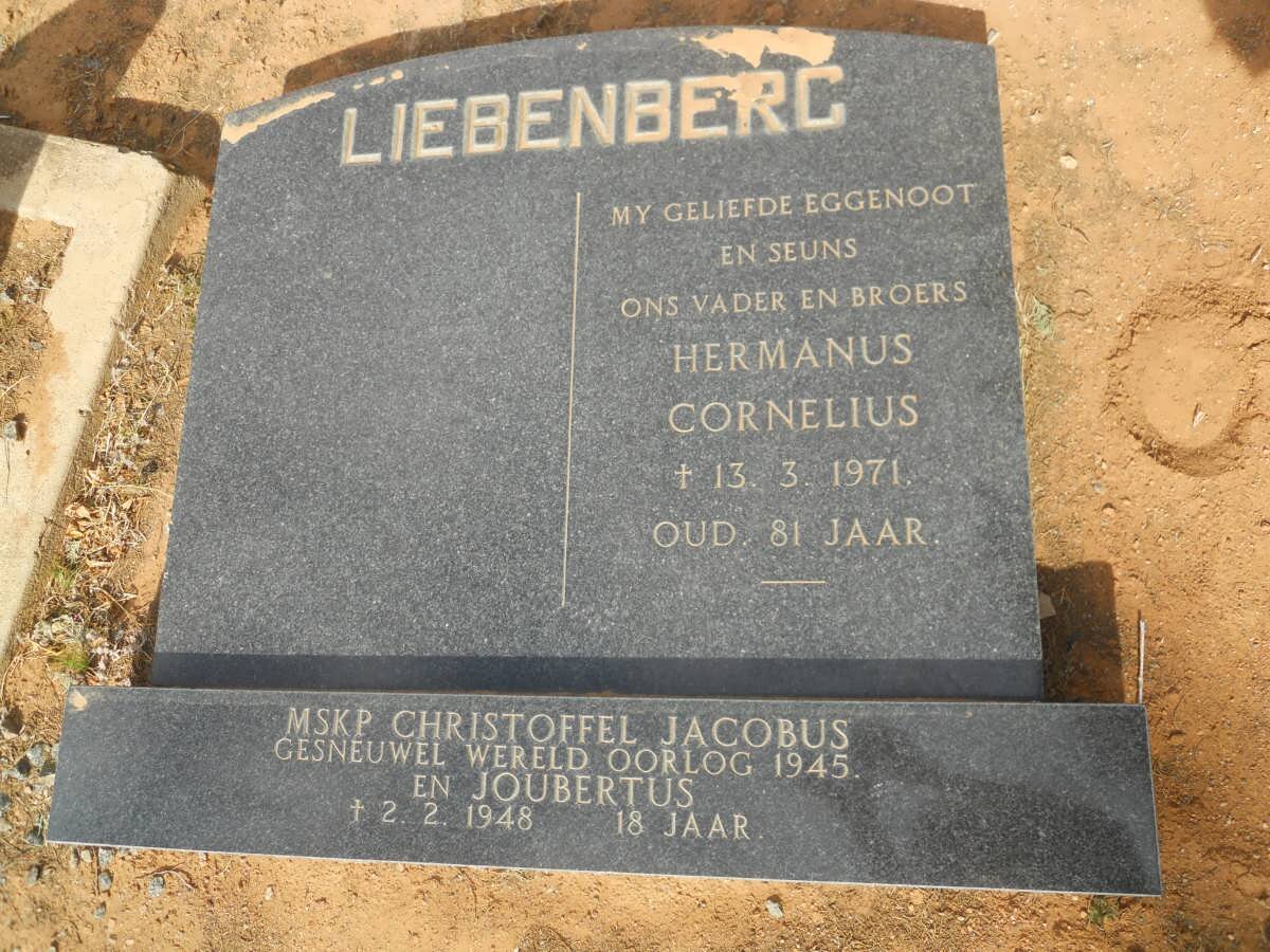 LIEBENBERG Hermanus Cornelius -1971 :: LIEBENBERG Christoffel -1945 :: LIEBENBERG Joubertus -1948